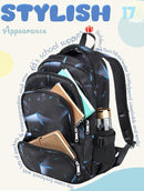 BLUEFAIRY Kids Backpack for Boys Elementary Primary Middle School Bags for Childs Book Bags Bookbags Lightweight Padded Straps Back to School Mochilas para Niños 17" Black/Blue by TinyTreasures Baby Boutique