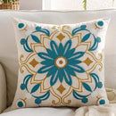 Embroidered Throw Pillow Cover 18x18 Classic Boho Floral Pattern Pillows Cover Outdoor Decorative Pillowcase,Durable Cozy Textured Cushion Case for Sofa Couch Bed Living Room,Teal by CozyNest Decor