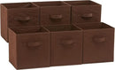 Amazon Basics Cube Organizer Storage Bins Handles, Collapsible Fabric, Pack of 6, 10.5"x10.5"x11", Brown by CozyNest Decor
