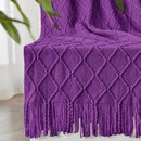 inhand Valentine's Day Gifts Throw Blanket Purple for Couch, Soft Living Room Home Decor Twin Size Knitted Blanket, Outdoor Lightweight Breathable Summer Blanket, Farmhouse Woven Decorative, 60"x80" by CozyNest Decor