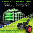 Electric Weed Wacker Cordless with Wheels: Electric Weed Wacker Battery Powered 24V 4.0Ah - Cordless String Trimmer for Lawn Garden Glass Pruning Trimming, Black by GreenHaven Gardens