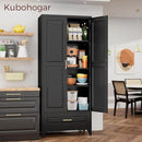 75" Kitchen Pantry Cabinet with Drawer, Metal Storage Cabinets with Doors and Adjustable Shelves, Black Tall Pantry Cabinet for Dinning Living Room, Home Office by CozyNest Decor