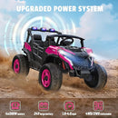 24V 2 Seater Ride on Car Truck, 4x200W, EVA Tires, 4WD/2WD, Rainbow Lights, Remote Control, Shock Absorbers, Bluetooth, Ride On UTV Toy for Kids Ages 3-8, Pink by TinyTreasures Baby Boutique