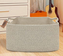 COMFY-HOMI Large Rectangular Blanket Basket, Woven Cotton Rope Baskets for Storage, Laundry Hamper Basket, Storage Bin,Toy Organizing Bin with Handle, Organization and Storage-22x15x12”-Brown by TinyTreasures Baby Boutique