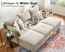 102.6" Modular Sectional Sofa, L Shaped Couch Set for Living Room, 3-Seater Comfy Cloud Couches with Movable Storage Ottoman,DIY Combination - Chenille Beige by CozyNest Decor