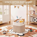 OIAHOMY 13 Kallax Inch Cube Storage Bins, 3-Pack Cotton Rope Woven Baskets for Organizing, Kallax Insert Storage Baskets for Shelves, Baby Nursery, Closet Organizer, 13*13*12.6IN, Brown & White by TinyTreasures Baby Boutique