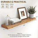 Solid Elm Wood Floating Shelves, 36 Inch Wood Floating Shelves for Wall, Live Edge Wooden Shelves Wall Mounted for Books, Bathroom, Kitchen, Natural Color, Set of 2 by CozyNest Decor