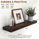 Rustic 30" Floating Shelves, Real Elm Wood Floating Shelf for Wall, Heavy-Duty Wall Shelves for Books, Wooden Floating Shelves with Invisible Bracket for Bathroom, Kitchen, Walnut Color, Set of 2 by CozyNest Decor