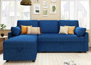 VanAcc Sleeper Sofa - 2 in 1 Pull Out Couch Bed with Storage Chaise for Living Room, Linen Blue by CozyNest Decor