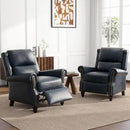 UIXE Pushback Recliner Chair, Faux Leather Armchair Overstuffed Accent Chair for Living Room, Rivet Trim Club Chair Home Theater Single Sofa Bedroom Side Reading Seat - Navy Blue by CozyNest Decor