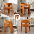 Orange Sherpa Dining Chairs Set of 2, Modern Barrel Dining Room Chairs Upholstered Faux Fur Accent Chair with Arms and Round Back for Living Room Kitchen Armchair No Assembly Needed by CozyNest Decor