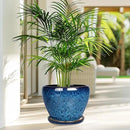 10 Inch Ceramic Planter Pot, Ceramic Plant Pot for Indoor Outdoor Plants, Large Flower Pot with Drainage Hole and Saucer, Blue by GreenHaven Gardens
