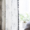 Sutuo Home Boho Curtain with Handmade Tassels, Rod Pocket Window Treatment Vintage Rustic Bohemian French Farmhouse Semi-Blackout Print Drape for Bedroom, 1 Panel 59" W x 84" L,Grey Floral by CozyNest Decor