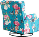 UIXE Swivel Rocker Manual Recliner Chair, Wingback Swivel Glider Fabric Nursery Reclining Sofa Chair, High Back Upholstered Arm Chair for Living Room Bedroom - Peacock Blue by CozyNest Decor