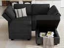 Bellfin Modular Sectional Sleeper Sofa Convertible Sofas with Storage Ottomans Small Sectional Couches for Living Room. Black Couch by CozyNest Decor