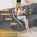 HYJT-H&K Modular Sectional Sofa Cloud Secttional Couch, 132" Comfy U Shaped Couches for Living Room, Deep Seat Memory Foam Fluffy Plush Corduroy Boneless Couch Sectionals with Chaise, Grey by CozyNest Decor
