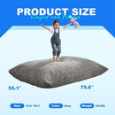 Hobestluk 3 in 1 Bean Bag Chair Giant Bean Bag Chairs for Adults with Chevron Plush Fur Cover Convertible Bean Bag Floor Cushion with Machine Washable Cover for Living Room (Chevron Plush Grey) by CozyNest Decor