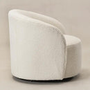 KINWELL Sherpa Swivel Barrel Chair & Round Ball Pillow Set - 34" Wide Modern Boucle Accent Chair with 9” Matching Nordic Decorative Throw Pillow for Living Room and Bedroom(Cream) by CozyNest Decor