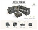 Oversized Modular Sofa Comfy Cloud Couch with Storage, Extra Deep Plush Sectional Sofa Set for Living Room, Covers Washable, Chenille, Olar (Grey, 6-seatser with Corner & Ottoman, v-Shaped) by CozyNest Decor