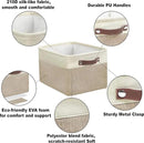 SIMPLE HOUSEWARE Large Fabric Storage Bin, 15" x 11" with Leather Like Handles, 3 Pack, Beige by CozyNest Decor