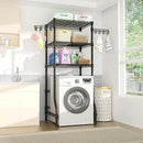 Ulif U8 Mini Laundry Room Storage Organizer, Over the Washer and Dryer Storage Shelves for Laundry Organization, 29.5”W x 17.3”D x 76.2”H, Suit Washing Machine Width within 27.1”, Hold 304 lb, Black by CozyNest Decor