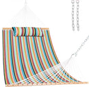 Lazy Daze 12 FT Sunbrella Fabric Hammock with Spreader Bars and Free Pillow Fits for Two Persons, All Weather and Fade Resistant for Patio Yard, 450 lbs Weight Capacity, Carousel Confetti by GreenHaven Gardens