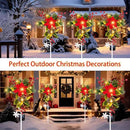 4 Pack Solar Christmas Decorations Outdoor, 32 Inch Solar Christmas Cross Stake Lights, Waterproof Grave Decorations with Poinsettia Flower Pinecones Red Berries for Garden Yard Patio Lawn Cemetery by GreenHaven Gardens