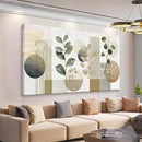 TAIJXAGSG Green Boho Wall Art Minimalist Canvas Wall Art Decor Geometric Line Leaf Beige Green Wall Art Canvas Artwork Print Paintings Abstract Art Botanical Boho Room Office Home Wall Decor 20"X 40" by CozyNest Decor