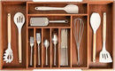Premium Silverware, Flatware and Utensil Organizer for Kitchen Drawers, Food-Safe Contract Grade, Expandable from 16 to 28 In, Natural Acacia by CozyNest Decor
