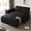 YITAHOME 55" Convertible Sofa Bed, 3-in-1 Sleeper Sofa with Iron Frame Pull-Out Bed, Linen Futon Couch with Reclining Backrest and Side Pocket, Modern Loveseat for Living Room Bedroom Apartment, Black by CozyNest Decor
