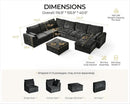 Oversized Modular Sofa Comfy Cloud Couch with Storage, Extra Deep Plush Sectional Sofa Set for Living Room, Covers Washable, Chenille, Olar (Black, 8-Seater with Corner & 2 Ottomans, u-Shaped) by CozyNest Decor