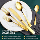 Gold Silverware Set, OGORI 40-Piece Food Grade Stainless Steel Gold Flatware Set, Kitchen Utensil Set Service for 8, Mirror Polished Tableware Cutlery Set for Home and Restaurant, Dishwasher Safe by CozyNest Decor