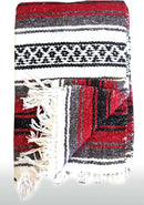 Del Mex Classic Mexican Blanket, Large Authentic Woven Falsa Throw (70"x50"), Artisan Southwest Décor for Beach, Yoga, Outdoors (Red) by CozyNest Decor