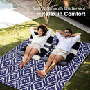 OLANLY Outdoor Rug 5x8 ft Waterproof, Outdoor Plastic Straw Rug with Geometric Pattern Clearance, Reversible RV Mat for Patio, Camping, Balcony, Deck, Backyard, Navy & White by CozyNest Decor