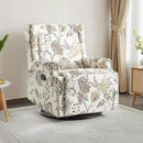 UIXE Swivel Rocker Manual Recliner Chair, Wingback Swivel Glider Fabric Nursery Reclining Sofa Chair, High Back Upholstered Arm Chair for Living Room Bedroom - Beige Plants by CozyNest Decor