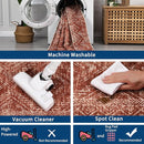 COZYLOOM 10x13 Area Rug Modern Indoor Area Rug Machine-Washable for Living Room or Bedroom Softness Foldable Mat for Easy Storage Geometric Design Non Slip Rug Stain Resistant Carpet, Brick Red by TinyTreasures Baby Boutique