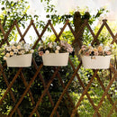 3 Pack Metal Hanging Flower Pots for Railing Fence，Outdoor Balcony Rail Planter with Detachable Hooks Drainage Holes for Deck Garden Home Decor White