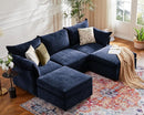 102.6" U Shaped Modular Sectional Sofa, 5 Seater Couch with Storage Ottoman Deep Seat and High Backrest with Removable Cover for Living Room, Apartment - Chenille Blue by CozyNest Decor