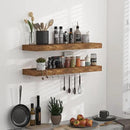 Floating Shelves - 2 Pack 9 Inch Rustic Wooden Wall Shelves - Extra Deeper & Thicker Wall Mounted Storage Shelf for Living Room, Kitchen, Farmhouse - 24" W x 9" D x 1.6" H - Rustic Brown