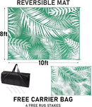 Outdoor Rug 8'x10' Waterproof for Patios Clearance, Reversible Outdoor Plastic Straw Rug Camping Carpet, Outside Floor Mats Large Area Rugs for RV,Patio,Deck,Porch, Beach,Balcony,Green&White by GreenHaven Gardens