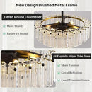Modern Clear Glass Chandelier, 14" Round Crystal Dining Room Chandelier, Small Black Pendant Light Hanging Fixture for Bedroom, Kitchen Island Light Dimmable Ceiling Lighting Chandeliers for Bathroom by CozyNest Decor