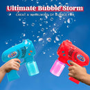JOYIN 2 Bubble Guns with 2 Refill Solution (10 oz Total), Bubbles Maker, Blower, Machine Gun Blaster for Kids, Toddlers, Outdoors Activity, Party, Birthday Gift, Easter Toys (Blue+Red) by TinyTreasures Baby Boutique