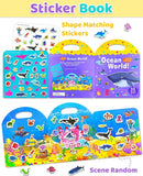 Benresive Reusable Sticker Book for Toddlers 2-4 Years, Fun Travel Stickers for Kids, Waterproof Sticker Books for Toddlers 1-3, Crafts Activities for Todddlers 1-3 2-4 3-5 - Ocean World by TinyTreasures Baby Boutique