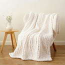 Battilo Chunky Knit Throw Blanket, Soft and Thick Chenille Throw Blanket, 50"x60" Handmade Cable Knit Crochet Blanket, Large Rope Knot Throw Blankets for Couch Sofa Bed Home Decor, Cream by CozyNest Decor