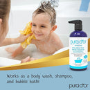 PURA D'OR 16 Oz Kids Wash - All-in-One Gentle Cleanser - USDA Biobased, Sulfate-Free, Tear-Less, Hypoallergenic, Premium, Shampoo & Bubble Bath by TinyTreasures Baby Boutique