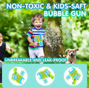 2 Pack Bubble Gun Machine for Kids, Automatic Light Up Bubble Blower with 4 Bottles 10 Bags Refill Solution Bubble Guns Blaster for Toddlers, Outdoor Toys Gifts Wedding Easter Party Favor by TinyTreasures Baby Boutique