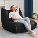 Bean Bag Chairs for Adults Giant Bean Bag Chair Memory Foam BeanBag Chair Big Bean Bag Sofa with Filler Faux Fur Fireside Beanbags Lazy Sofa for Living Room Bedroom Dorm Office (Black Plush) by CozyNest Decor