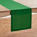 Solino Home Linen Garden Green Table Runner 90 Inches Long - 100% Pure Linen Hemstitch 14 x 90 Inch Table Runner for Dining - Classic Hemstitch by CozyNest Decor