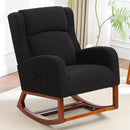 Rocking Chair Nursery, Nursing Rocking Chairs for Mom Nursery, Comfy Wingback Glider Rocking Armchair with Foot Rest and Side Pocket for Nursery Living Room Bedroom, Walnut Black by TinyTreasures Baby Boutique