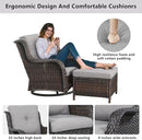 Wicker Outdoor Furniture Patio Furniture Set - 6 Piece Patio Conversation Set with Swivel Rocker Chairs, Loveseat Sofa, Ottomans and Coffee Table, Gray Cushion by GreenHaven Gardens